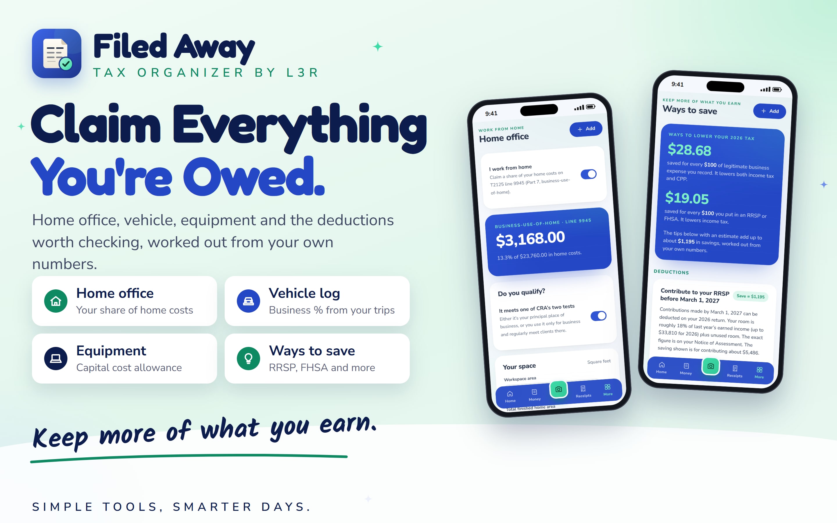 Filed Away deduction checks for home office, vehicle and equipment, and ways to save such as RRSP and FHSA contributions